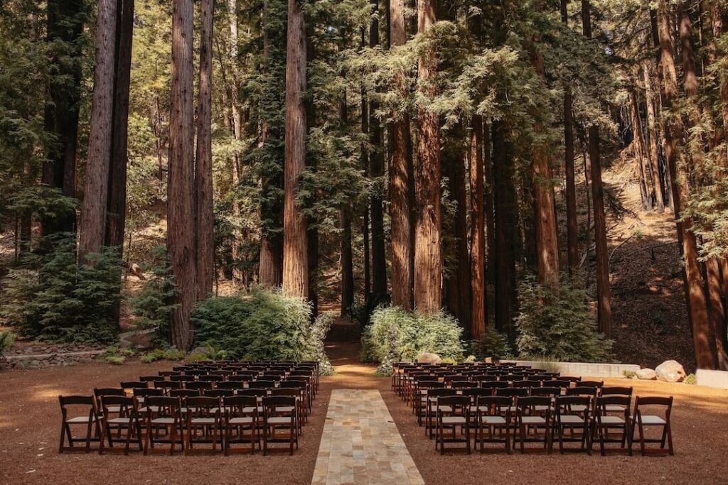 The ceremony site and Waterfall Lodge and Retreat