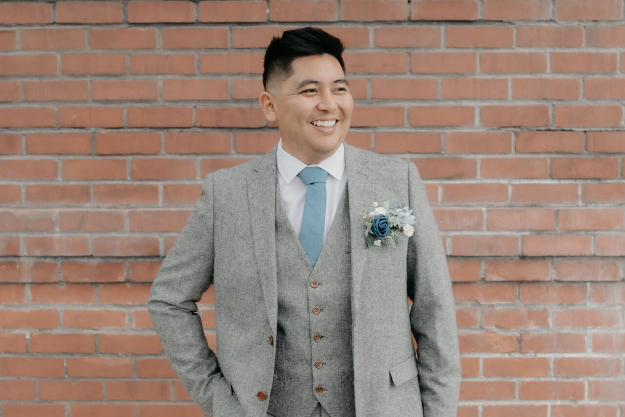 A California wedding videographer on his wedding day.